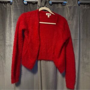 Open Edit Red Fuzzy Sweater